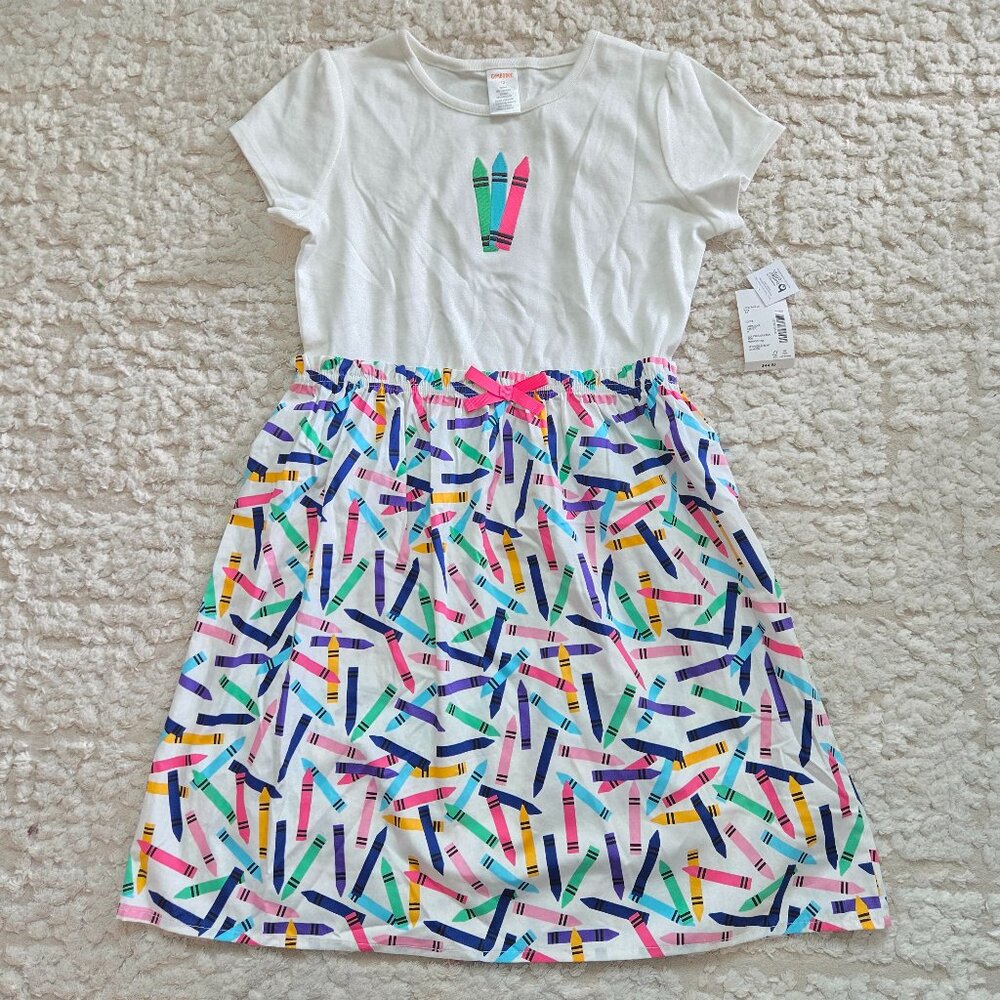 Gymboree Embroidered Crayon Fit and Flare Dress Classroom Cutie White Size 12